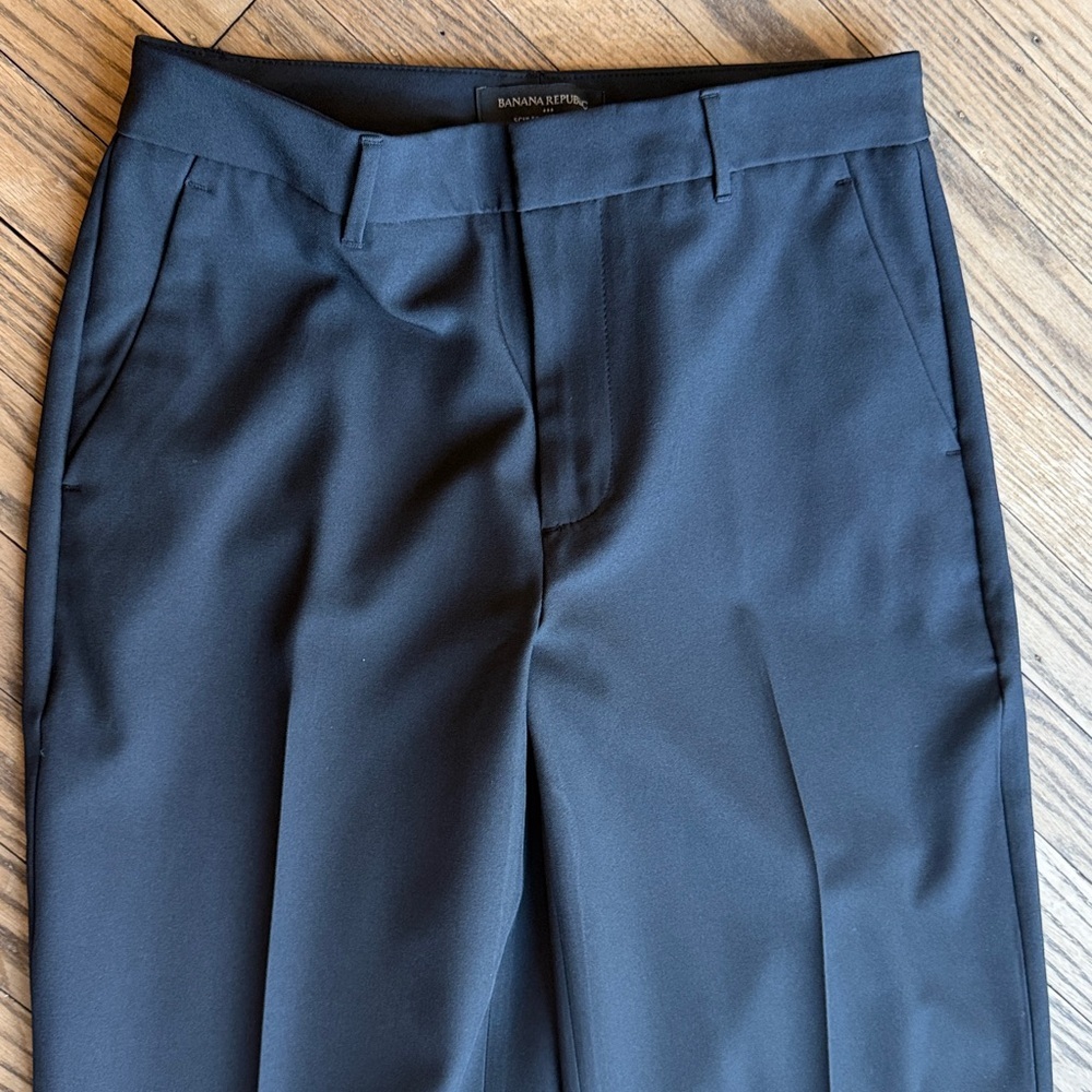 Banana republic DROPPED STRAIGHT HIGH-RISE SCULPTED TROUSER Black 2P EUC - Picture 4 of 9